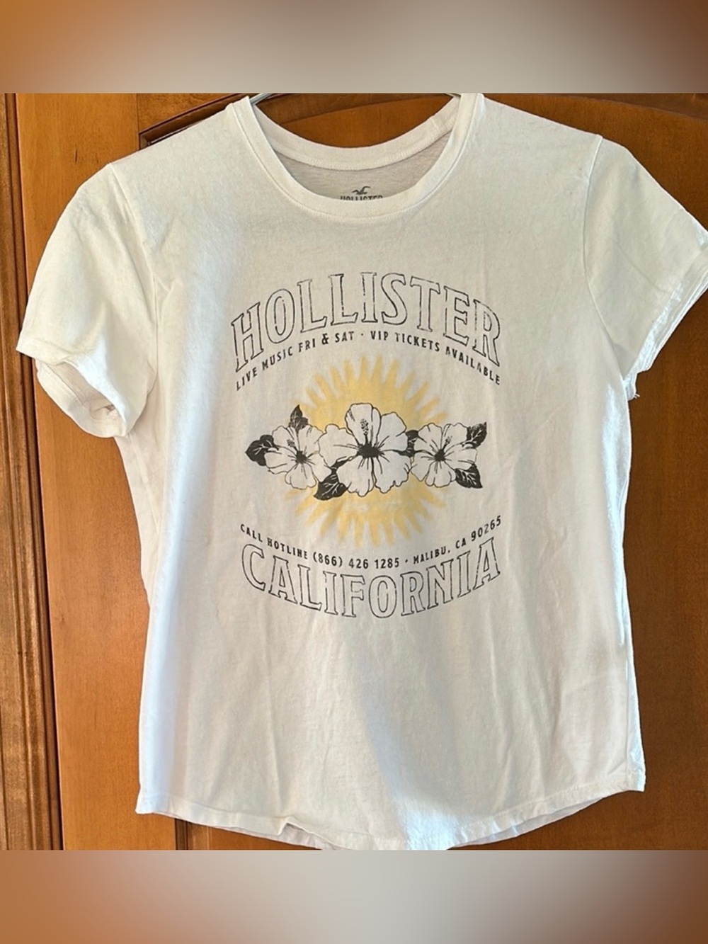 Hollister Malibu California Hibiscus Flower Graphic Tee White Size S 🌺
